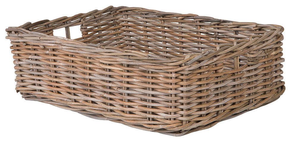 Kobo Rattan Shelf and Underbed Basket, Gray-Brown, 21"x26"x8.5"