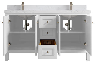 Nashville 60" Double Bathroom Vanity, White 2" Empira Quartz
