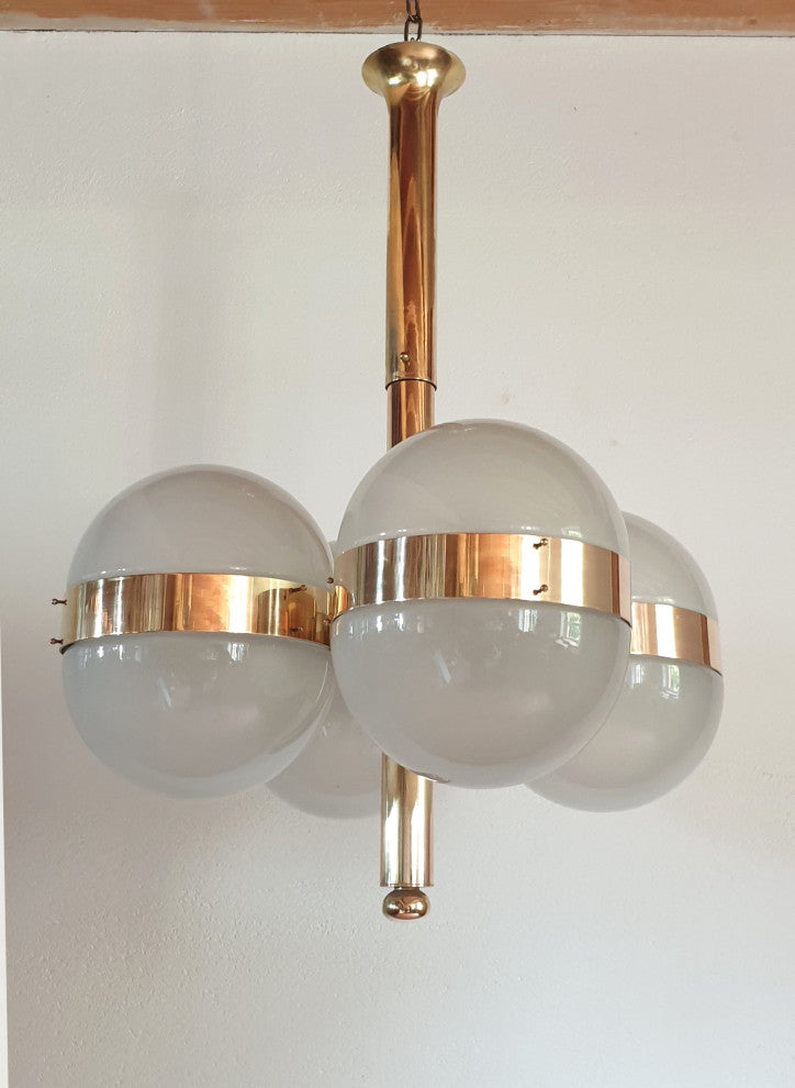 Large Mid-Century Modern "Tetraclio" Chandelier