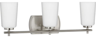Adley Collection Three-Light Brushed Nickel Etched Opal Glass Bath Vanity Light