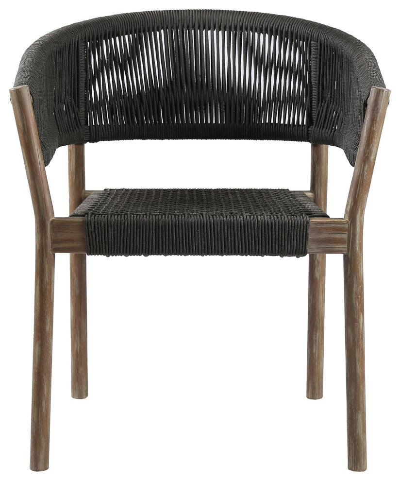 Doris Outdoor Light Eucalyptus Wood With Charcoal Rope Dining Chair Set of 2