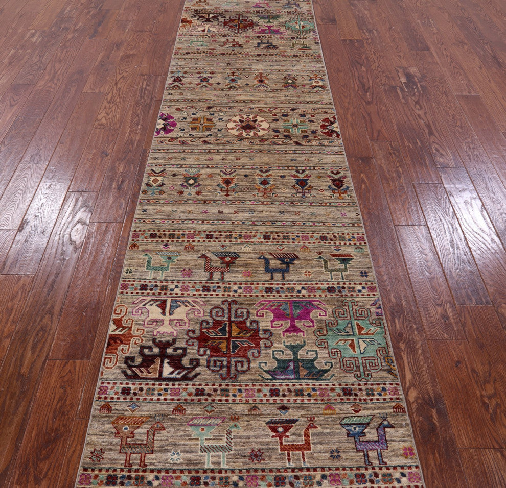 2' 9" X 10' 8" Runner Handmade Tribal Persian Gabbeh Rug - Q12382