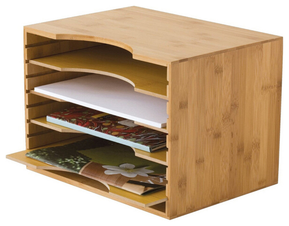 Abigail Bamboo File Organizer With 4 Dividers