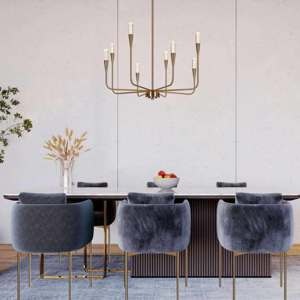 LNC 8-Light Polished Gold Candle Modern/Contemporary LED Indoor Chandelier