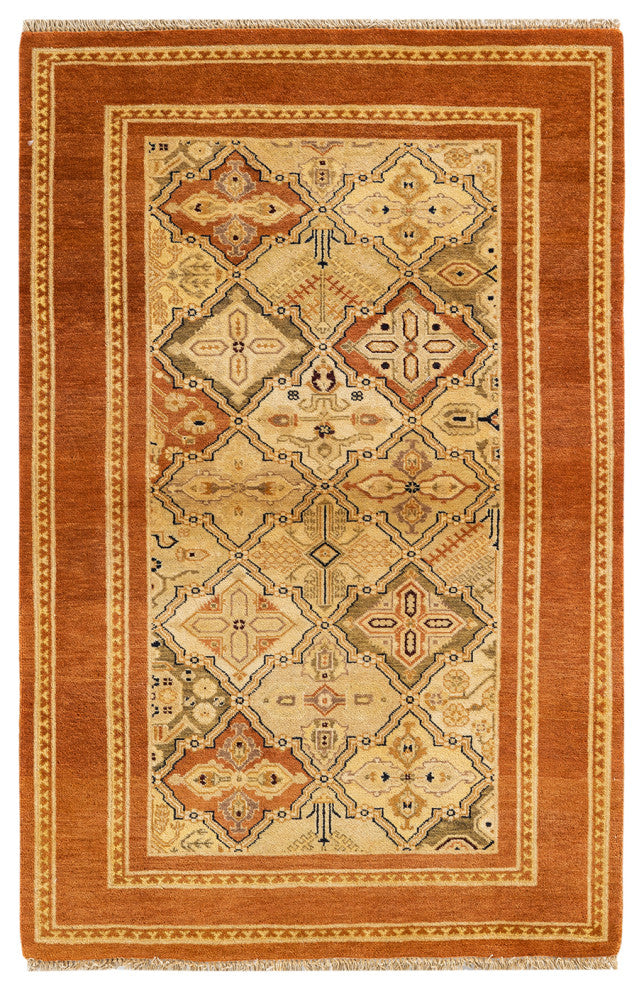 Semarang One-of-a-Kind Hand-Knotted Area Rug Brown, 3'4"x5'0"