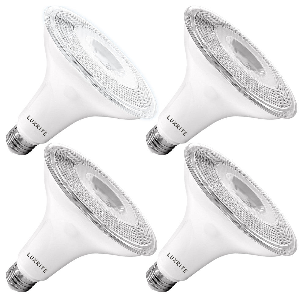 Luxrite Dusk to Dawn PAR38 LED Bulb UL Listed E26 4 Pack, 5000k - Bright White