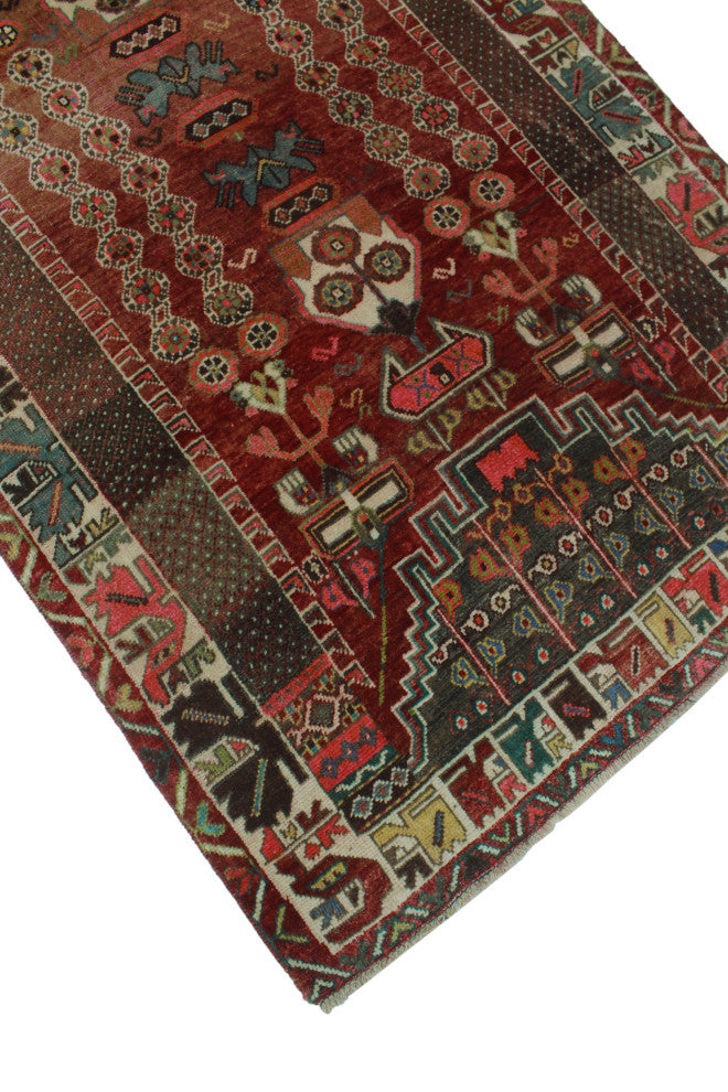 Fine Vintage Distressed Balzhan Rose Rug