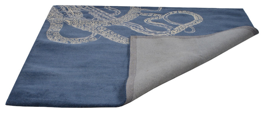 HAND TUFTED WOOL ECO-FRIENDLY AREA RUGS - Square,Blue Beige,Contemporary