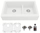 Karran Retrofit Farmhouse Quartz 34" Double Offset Bowl Sink Kit, White