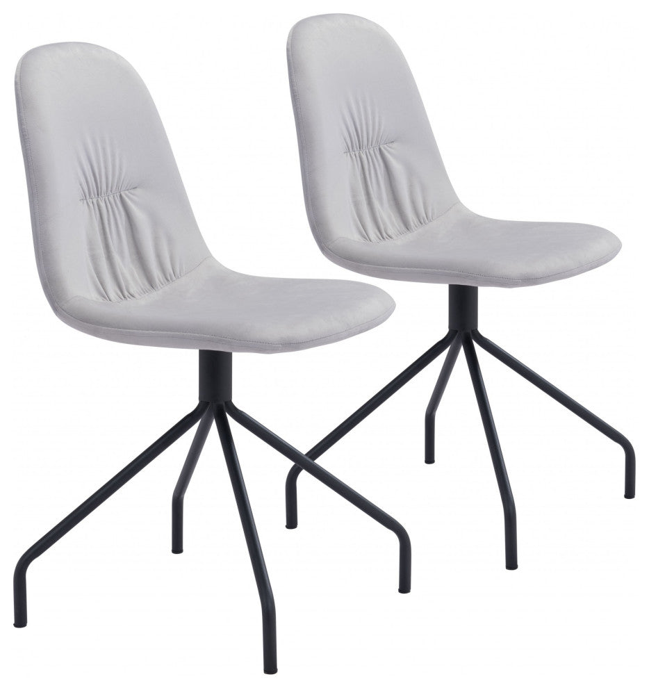 Set of 2 Wide Back Light Gray Velvet Dining or Side Chairs