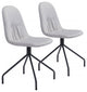 Set of 2 Wide Back Light Gray Velvet Dining or Side Chairs