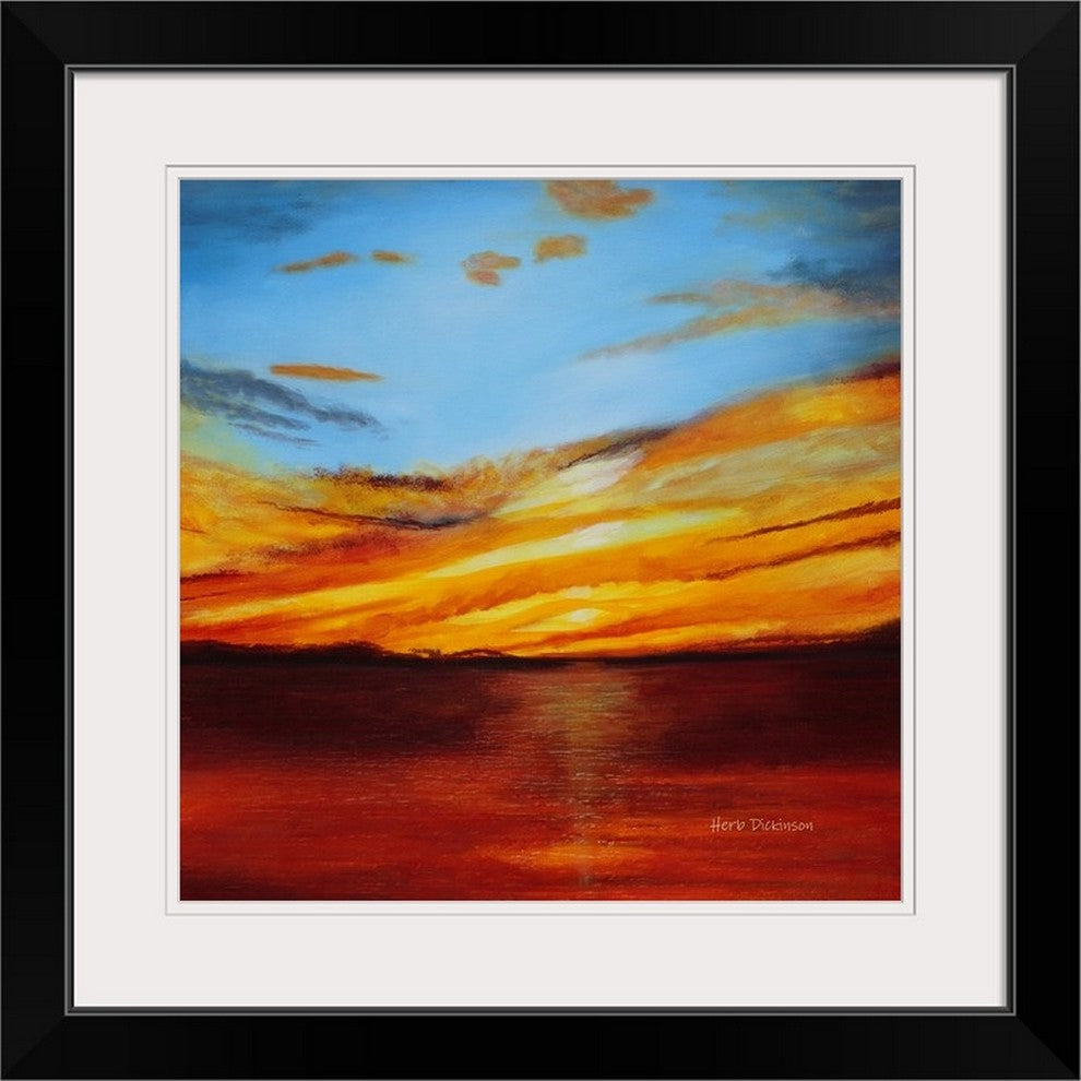 "Tranquil Sunset" Black Framed Art Print, 24"x24"x1"