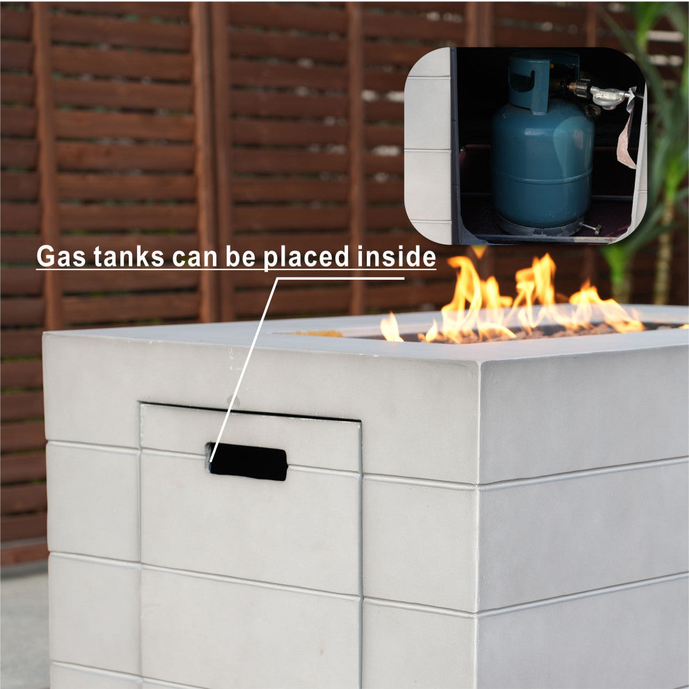 Outdoor Concrete Fire Pit Table, Rectangular