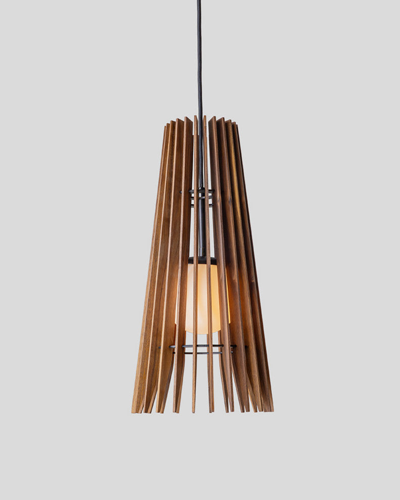 Lex 19 Pendant, Walnut, Black Accents, Candelabra E12 Socket