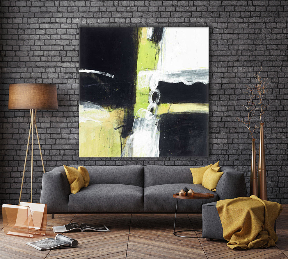 Confluence D Fine Art Giant Canvas Print, Black, Green, 54"X54"
