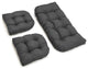 U-Shaped Solid Spun Polyester Tufted Settee Cushion Set, Set of 3, Cool Gray