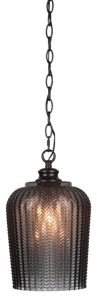 Cordova 1-Light Chain Hung Pendant, Matte Black/Smoke Textured