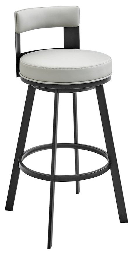 Flynn Swivel Counter or Bar Stool in Faux Leather and Metal