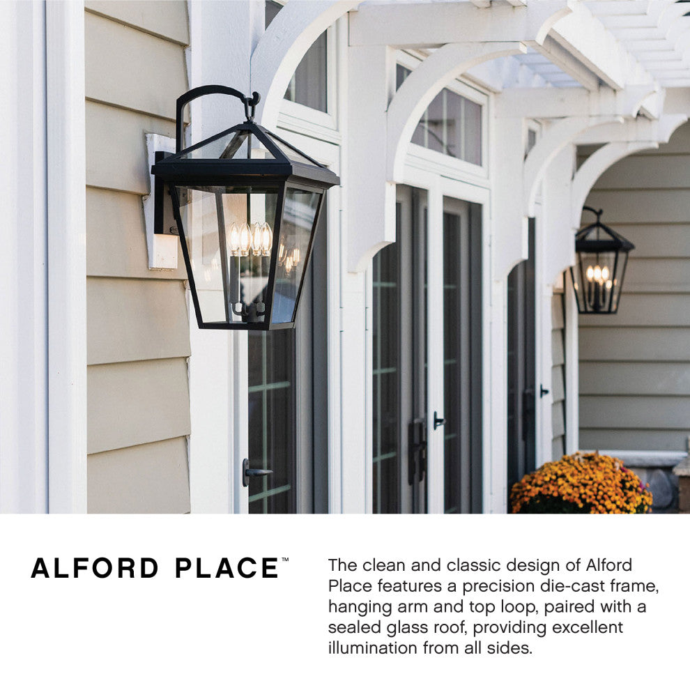 Hinkley Alford Place 14" Small Outdoor Wall Mount Lantern, Museum Black