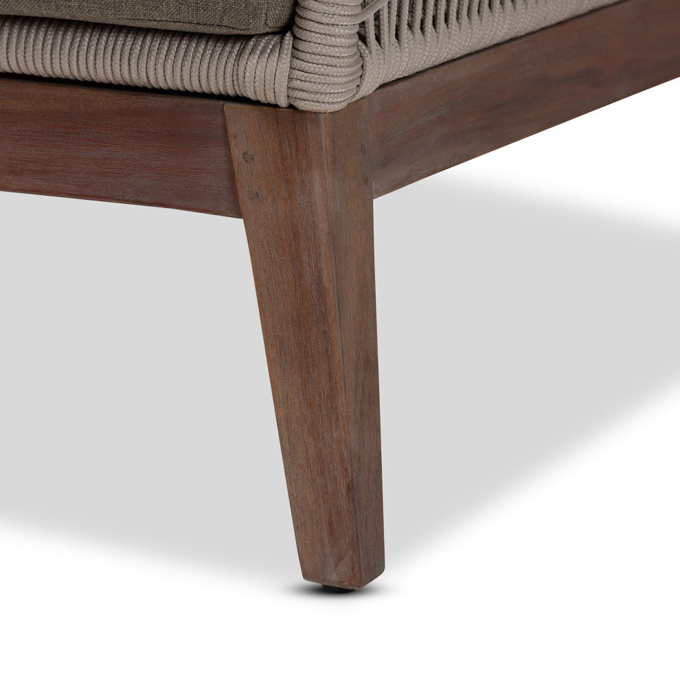 Jennifer Mid-Century Transitional Grey Woven Rope Mahogany Accent Chair