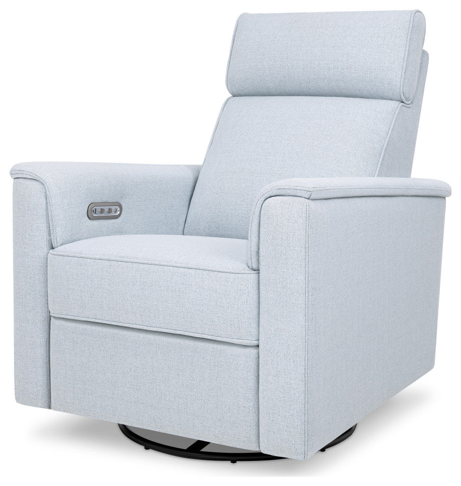Willa Plus Power Glider Recliner w/ Power Headrest, Performance Blue Chambray Eco-Twill