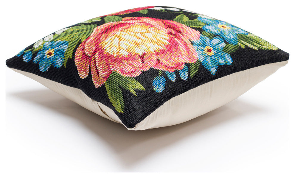 Marina Secret Garden Indoor/Outdoor Pillow Black 12"x18"