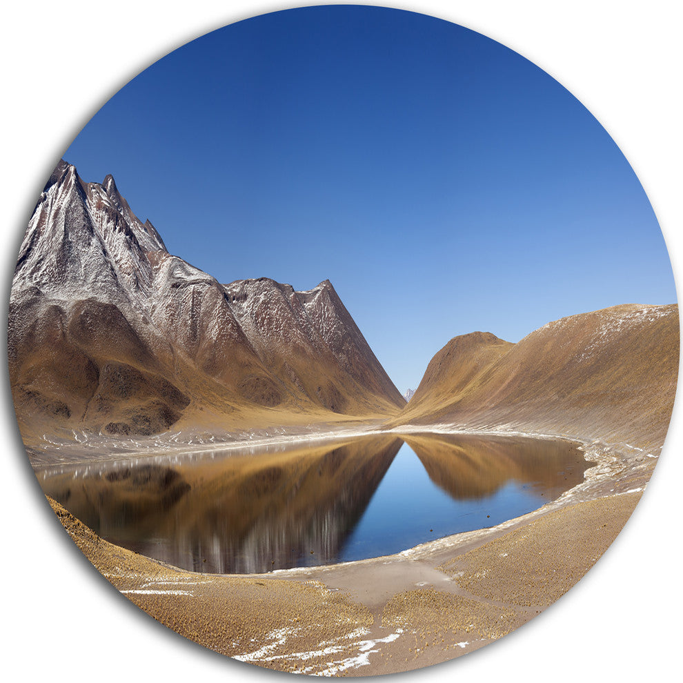 Miniques Lagoon North Of Chile, Seashore Round Metal Wall Art, 11"