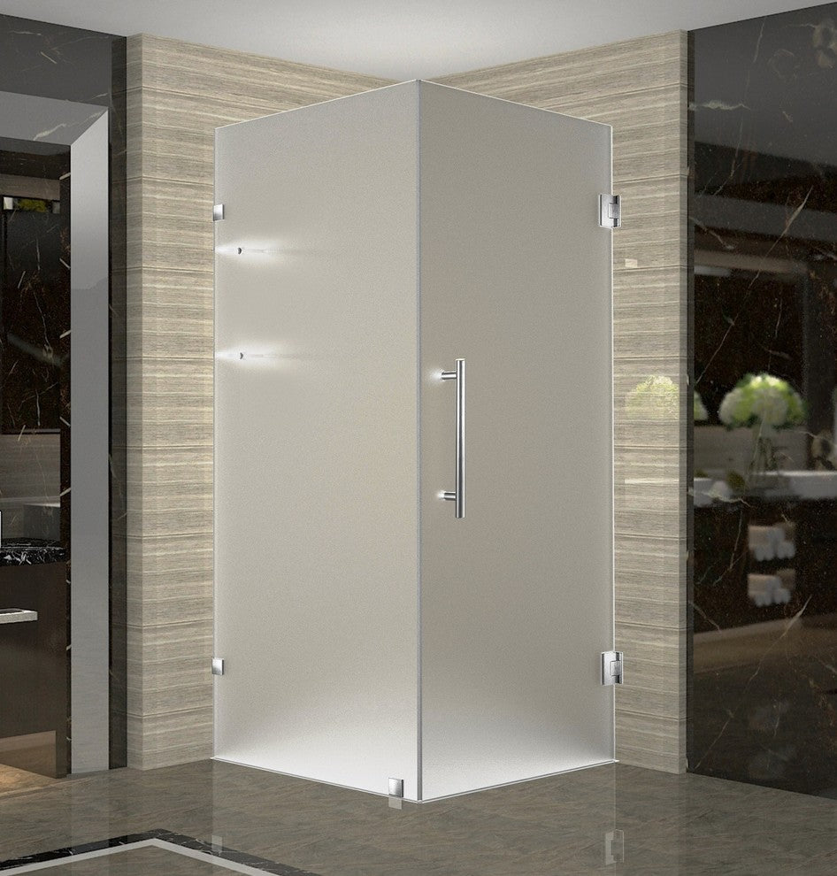 Aquadica GS 38"x38"x72" Frameless Sq. Frosted Shower Enclosure+Shelves Stainless