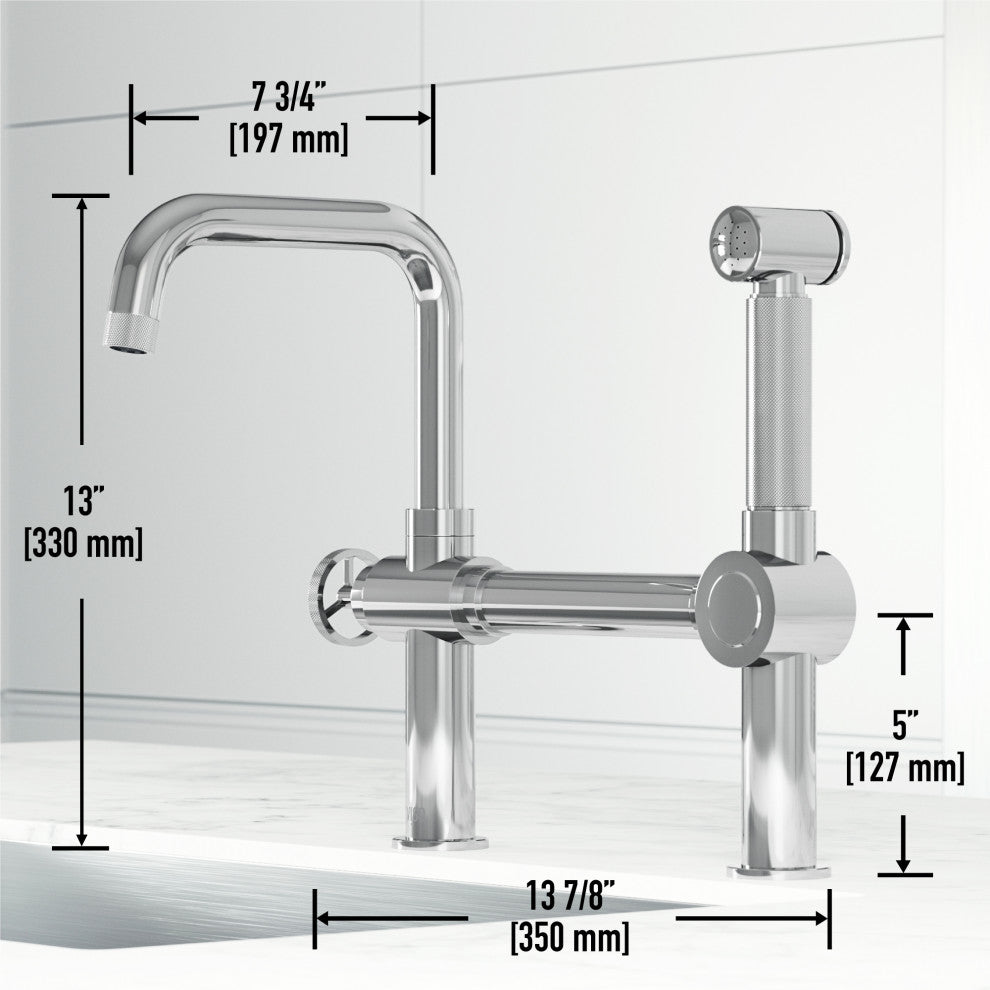 VIGO Cass 13" H Widespread Pull-Out Sprayer Kitchen Faucet, Chrome