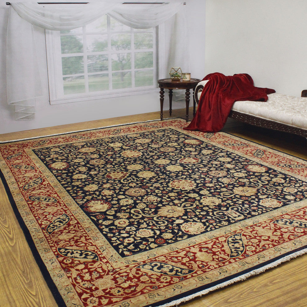 Vegetable-Dyed Versailles Kashan 20 Blue Rug, 8'1x10'3