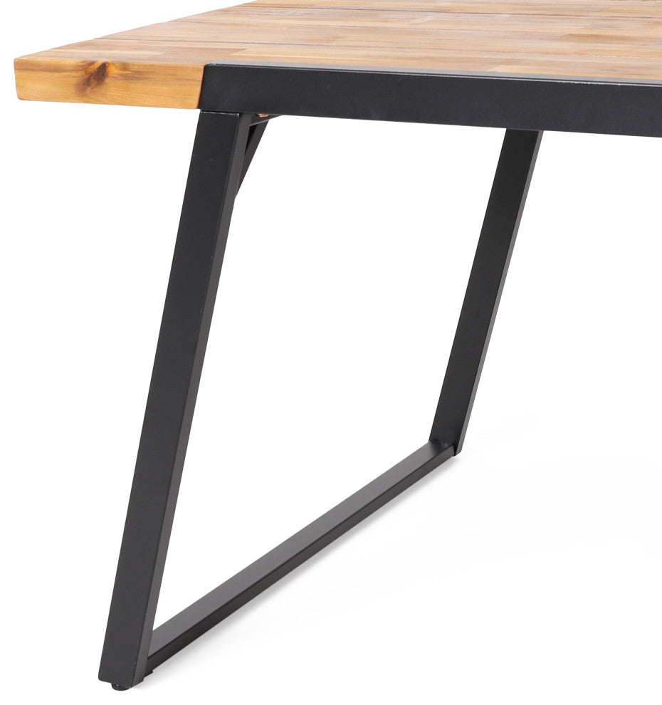 Gebo Outdoor Modern Acacia Wood Dining Table, Teak/Black