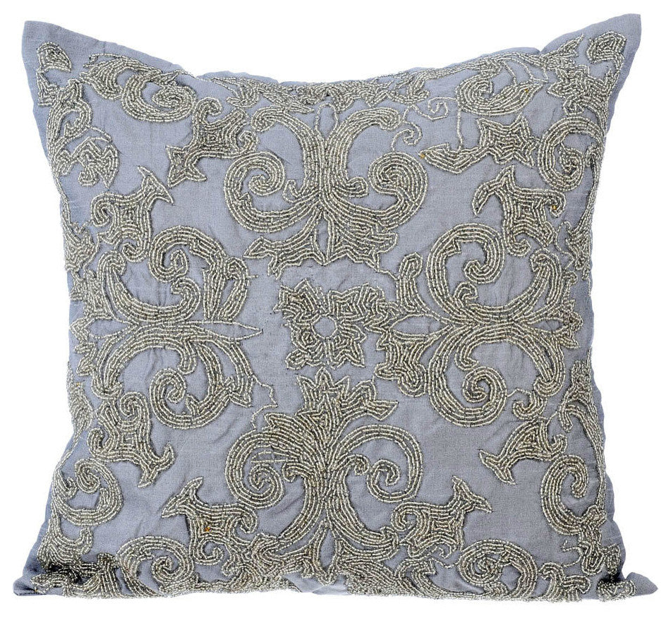 Silver Decorative Euro shams 26"x26" Silk, Silver Forever