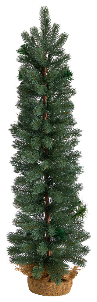 3' Green Pine Faux Christmas Tree With 50 Warm White Lights Set, a Burlap Base