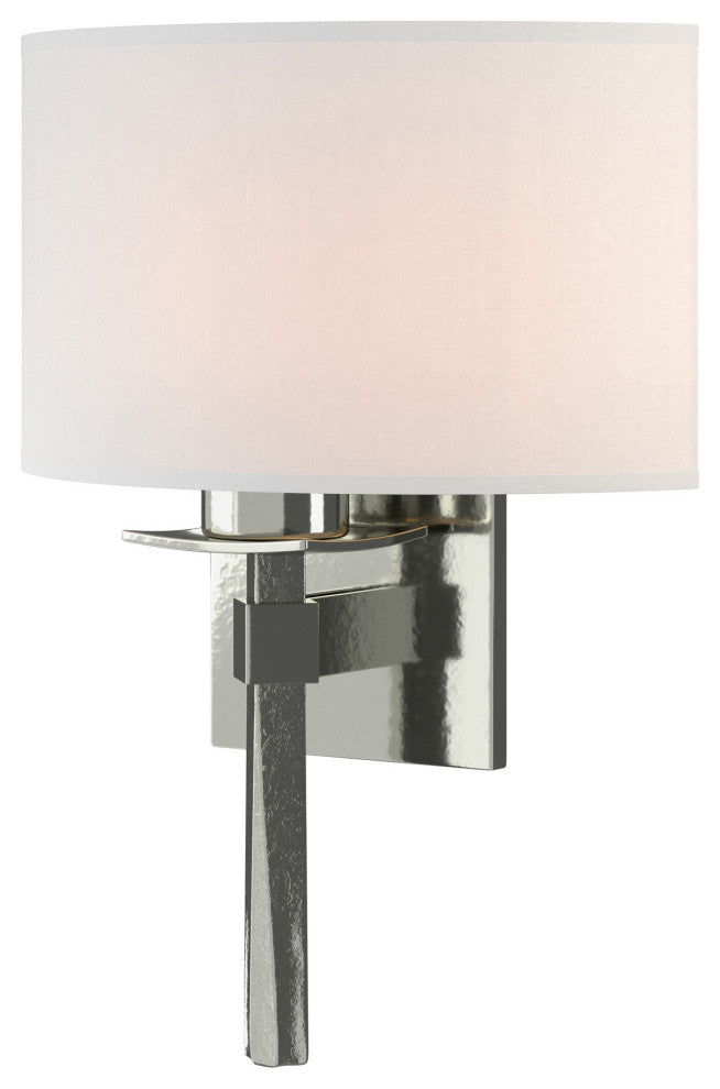 Beacon Hall Half Drum Shade Sconce, Sterling, Natural Anna Shade