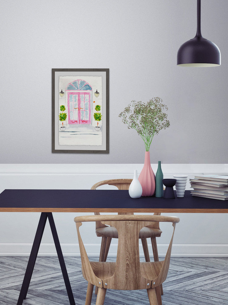 "Pink French Doors" Framed Painting Print, 24"x36"