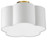 White Contemporary Flush Mount With Aged Brass Metal