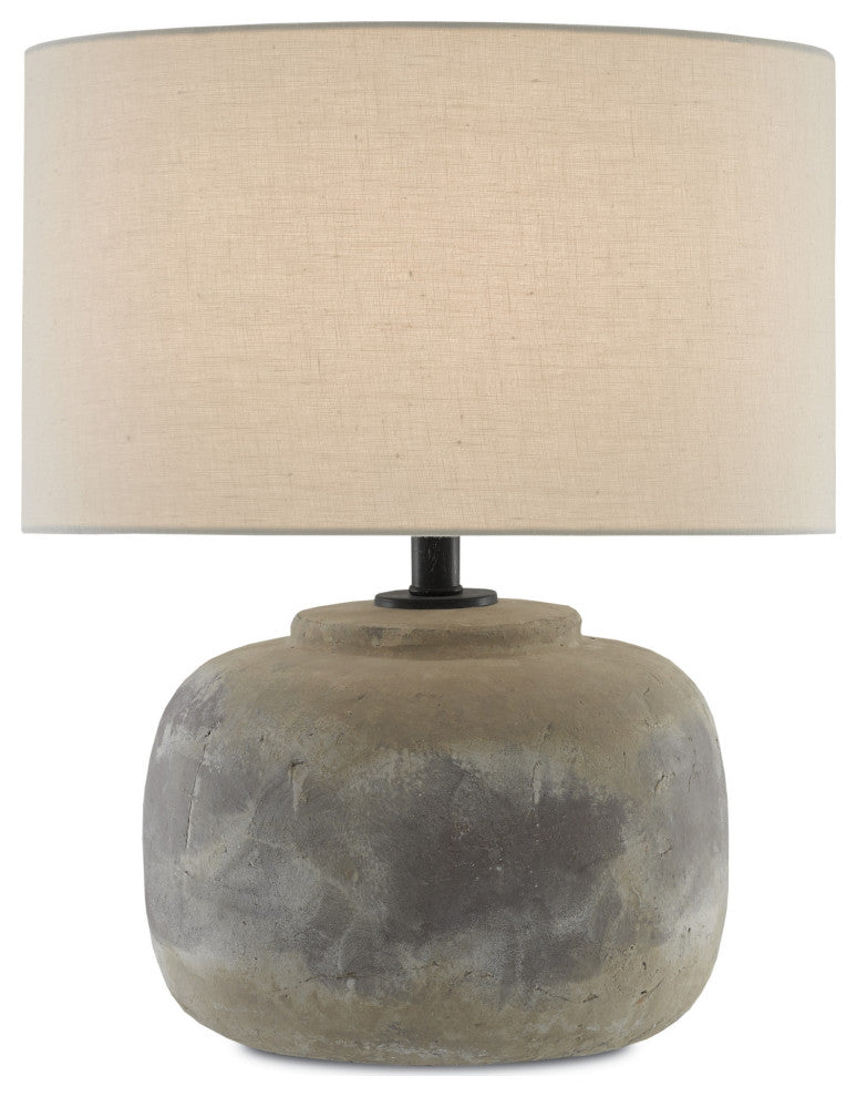 Beton 1 Light Table Lamps, Antique Earth with Light Beige Linen Shade