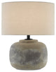 Beton 1 Light Table Lamps, Antique Earth with Light Beige Linen Shade