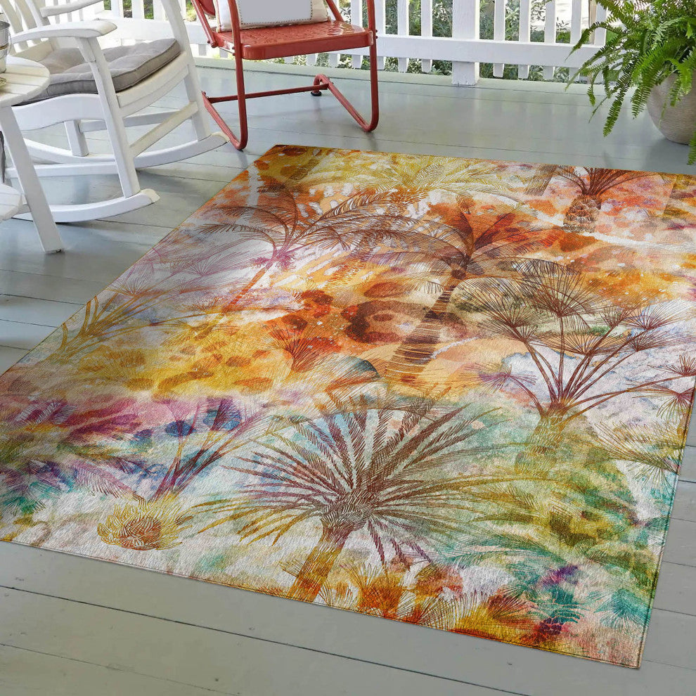 Indoor/Outdoor Tropics TC15 Salmon Machine Washable 10' x 14' Rug