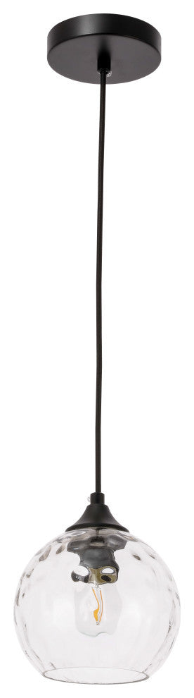 Black Finish And Clear Glass 1-Light Pendant
