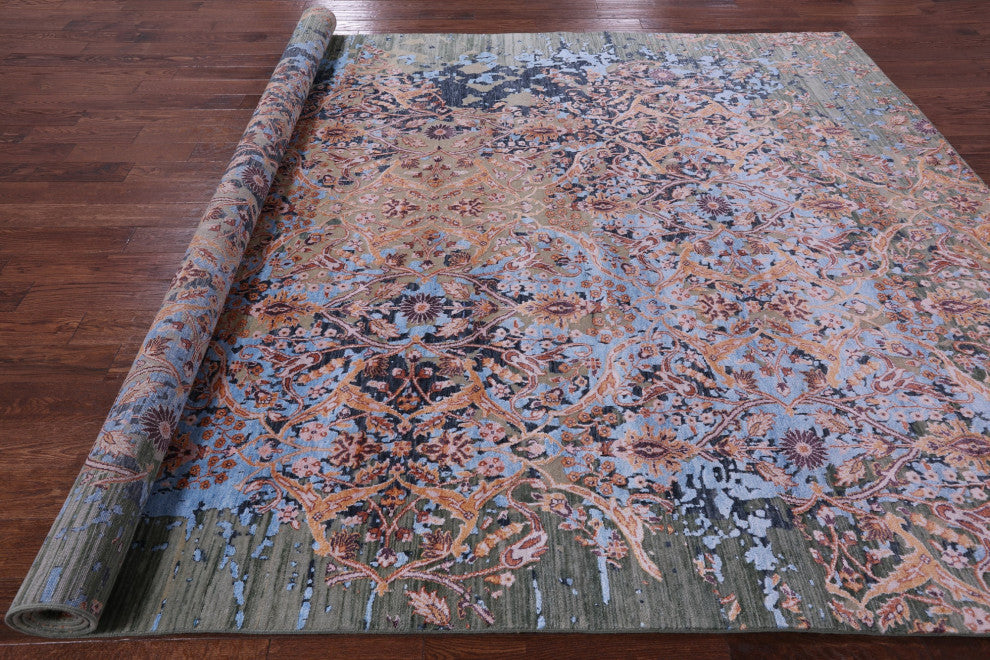 Modern Wool & Silk Hand Knotted Rug 8' 11" X 12' 0" - Q13505