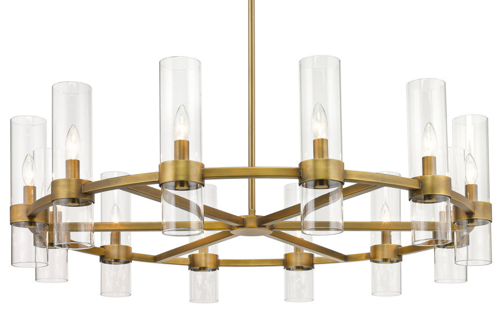 Z-Lite 4008-12 Datus 12 Light 44"W Taper Candle Chandelier - Rubbed Brass