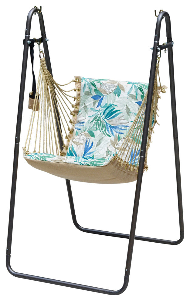 Soft Comfort Swing Chair and Stand, Blue, Floral