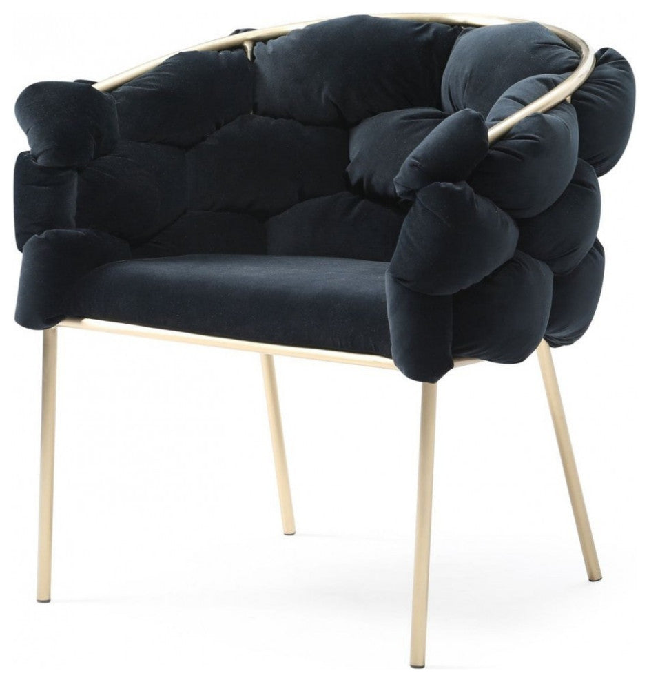 Black Geo Velvet and Champagne Gold Velvet Dining Chair