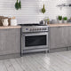 4-Piece, 36" 240V Dual Fuel Range, 36" Range Hood, Dishwasher and Refrigerator