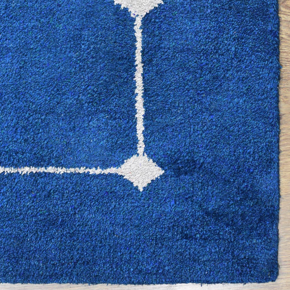 HAND KNOTTED LOOM SILK ECO-FRIENDLY AREA RUGS -8'x8', Square, Blue, Contemporary