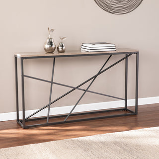 Mannie Faux Stone Skinny Console Table, Gray