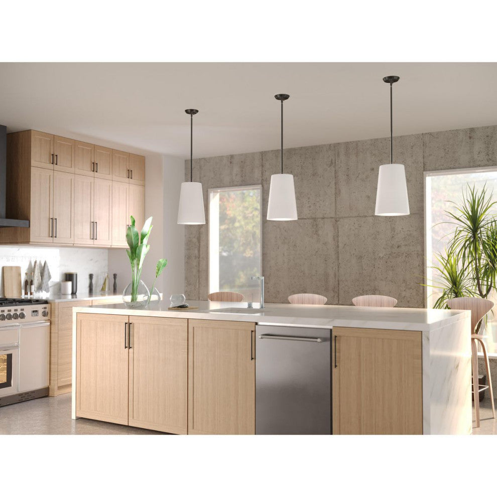 Clarion Collection One-Light Matte Black Etched White Transitional Pendant