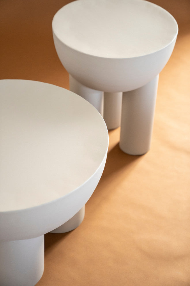 Round Coated Coffee Table, By-Boo Ollie, White