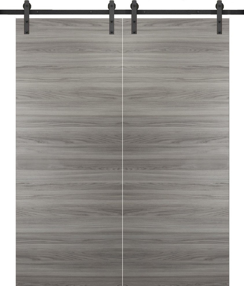 Double Barn Door 64 x 80 & 13FT Rail | Planum 0010 Ginger Ash Grey |